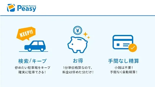 駐車場の検索&予約はSmart Parking Peasyで